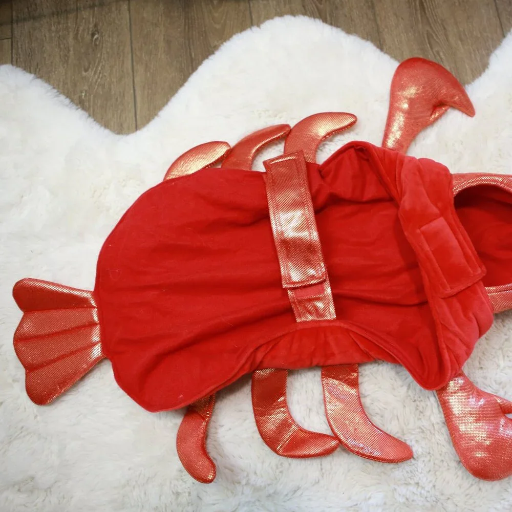 Pet Costume Halloween Metallic Scarlet Lobster Crawdad Crustacean Velcro Dog XL